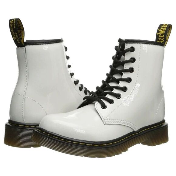 Dr. Martens style 1460 Combat Boot White Patent leather Girls Size 5 - Picture 1 of 8